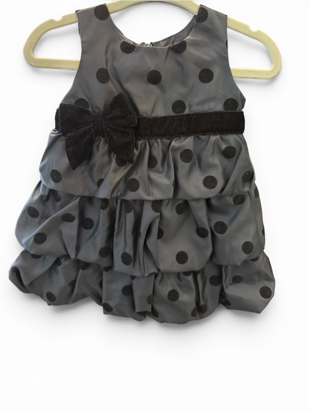 Old Navy Black Polka Dot Tiered Dress with Velvet Bow